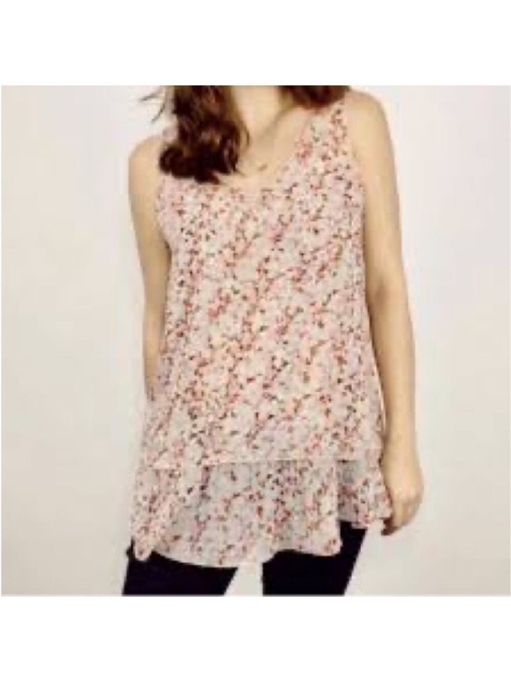 Cabi Pink Floral Bella Sleeveless Blouse Medium